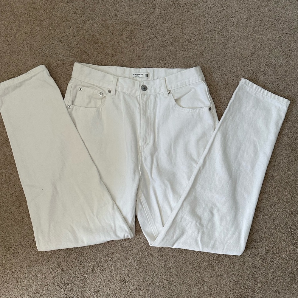 Pull & Bear White Denim Jeans, high rise, size 10